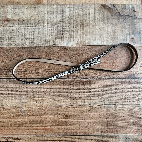 Ann Taylor Accessories - Ann Taylor Calf Skin White and Black Leopard Print Skinny Belt Womens SMALL